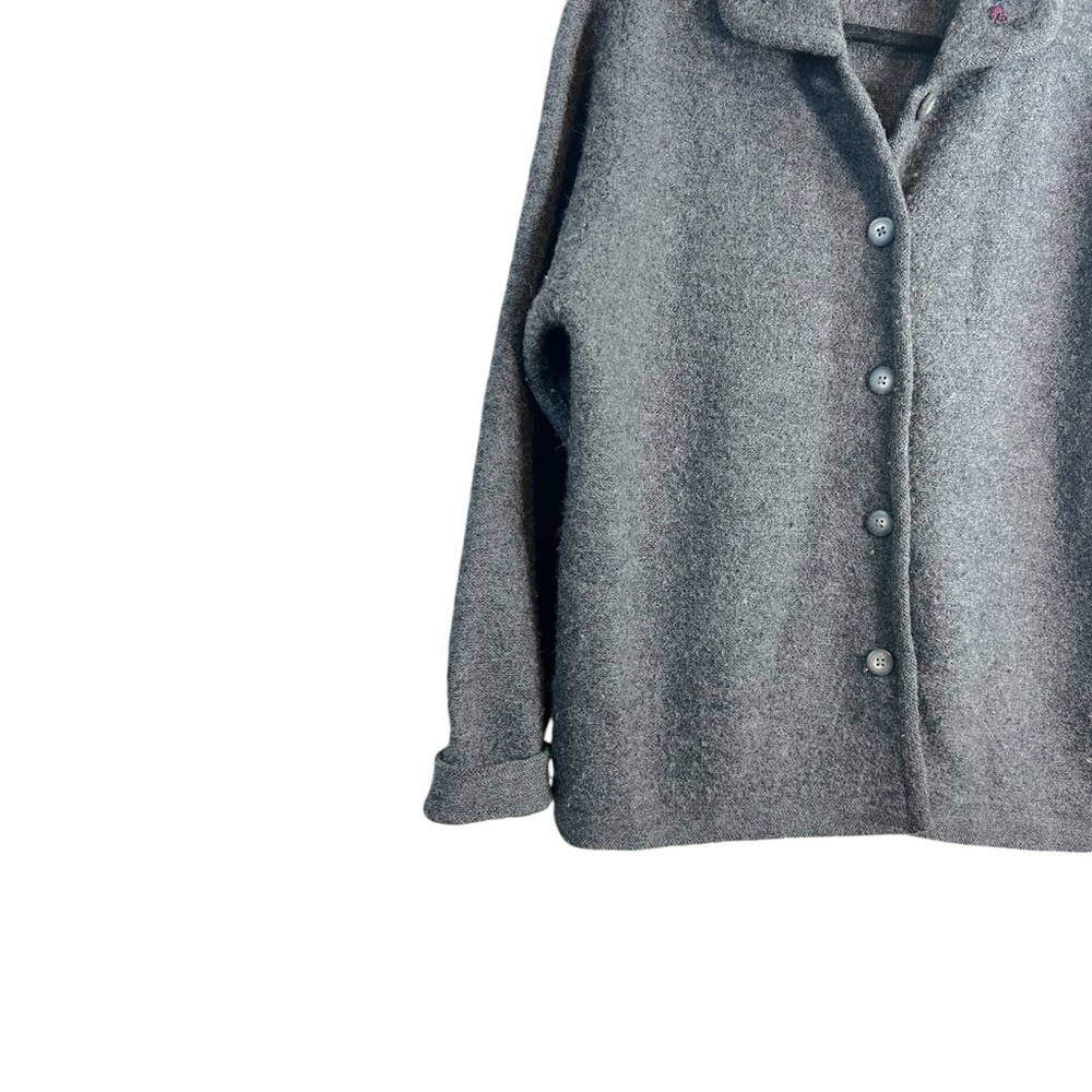Cherokee 100% Wool Embroidered Cardigan Jacket – Cozy Vintage Gray XL - Picture 3 of 9